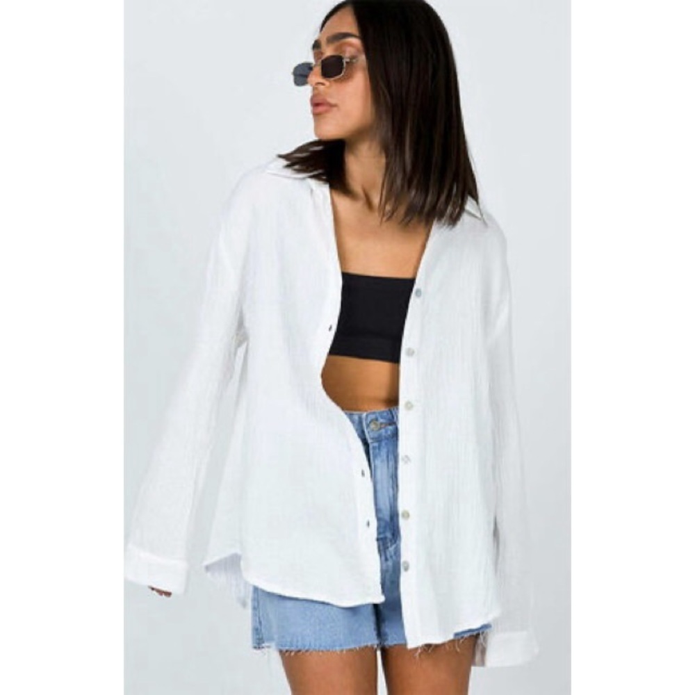 Princess Polly White Button-Up Shirt